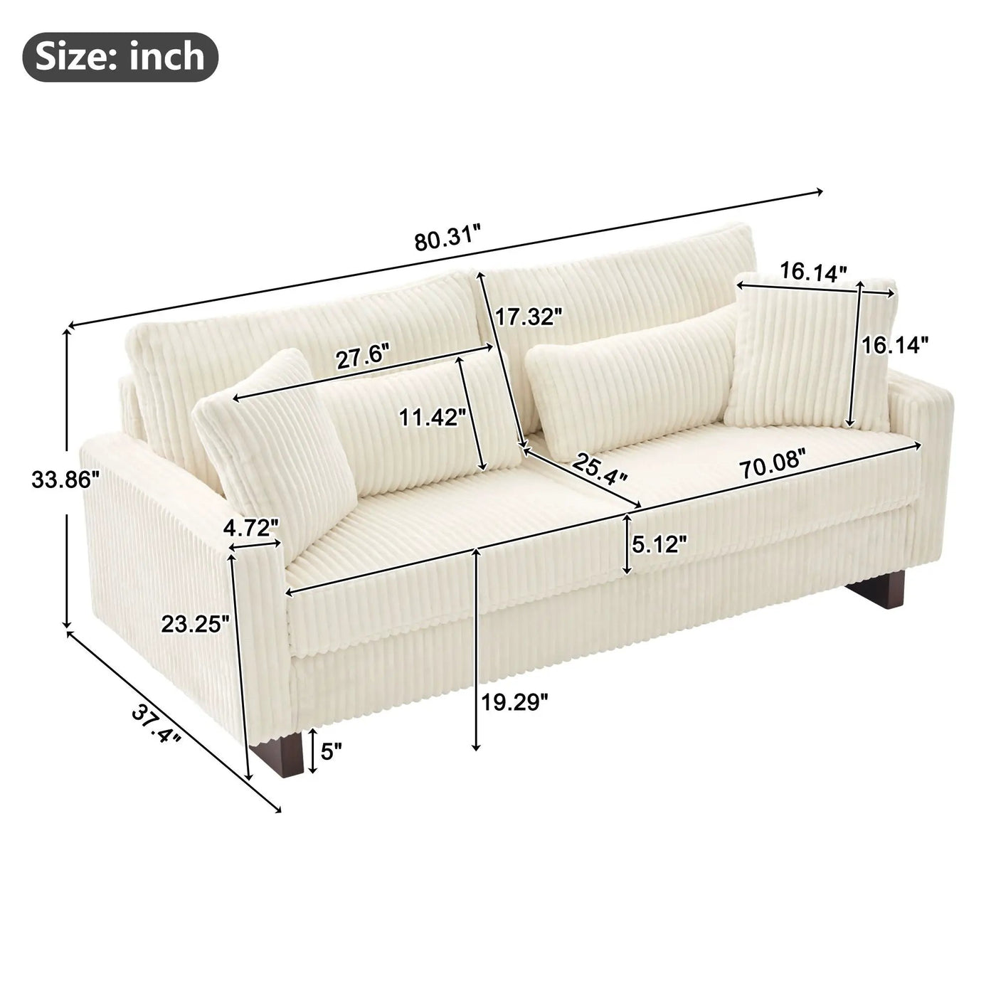 Modern Loveseat Sofa With 4 Pillows by HouseOfZazla