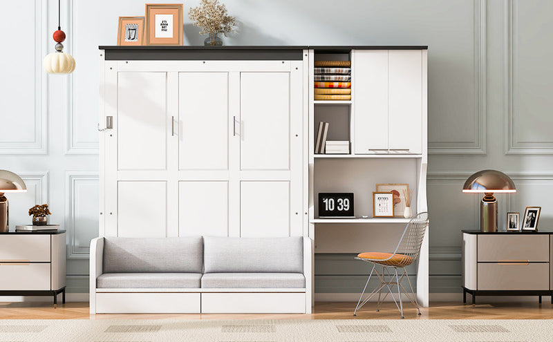 Multi-Functional Murphy Bed with Sofa, Desk, and Storage Cabinet by HouseOfZazla