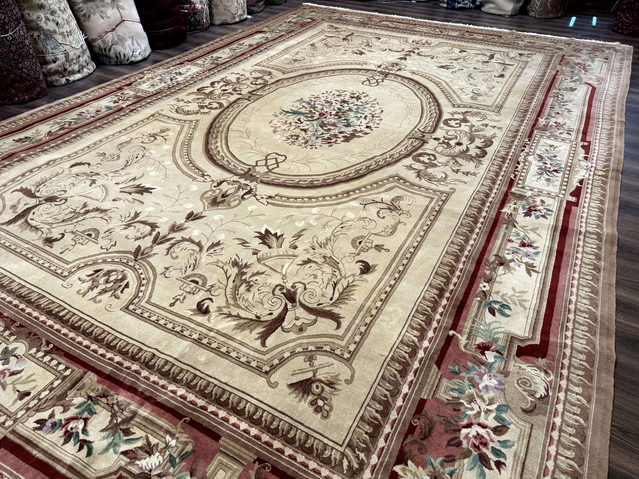 Palace Size Aubusson Rug 12x18, Extra Large, French European Carpet, Soft Wool Pile, Elegant by Jewel Rugs
