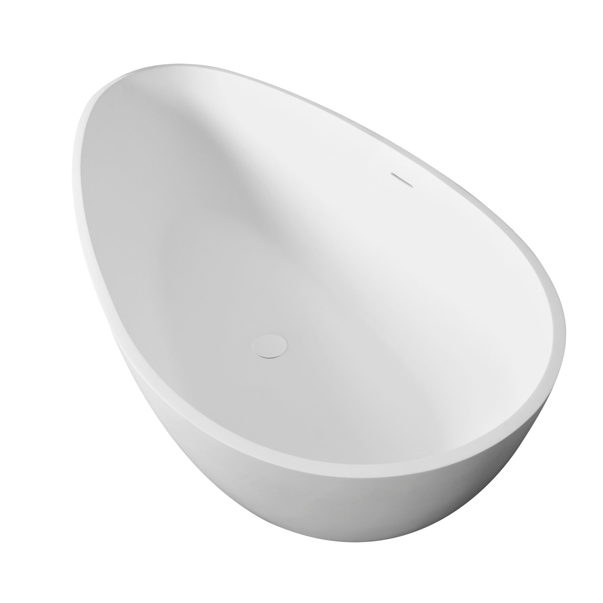 66.9" x 34" x 21.7" Freestanding Solid Surface Soaking Bathtub For Bathroom - Matte White by HouseOfZazla