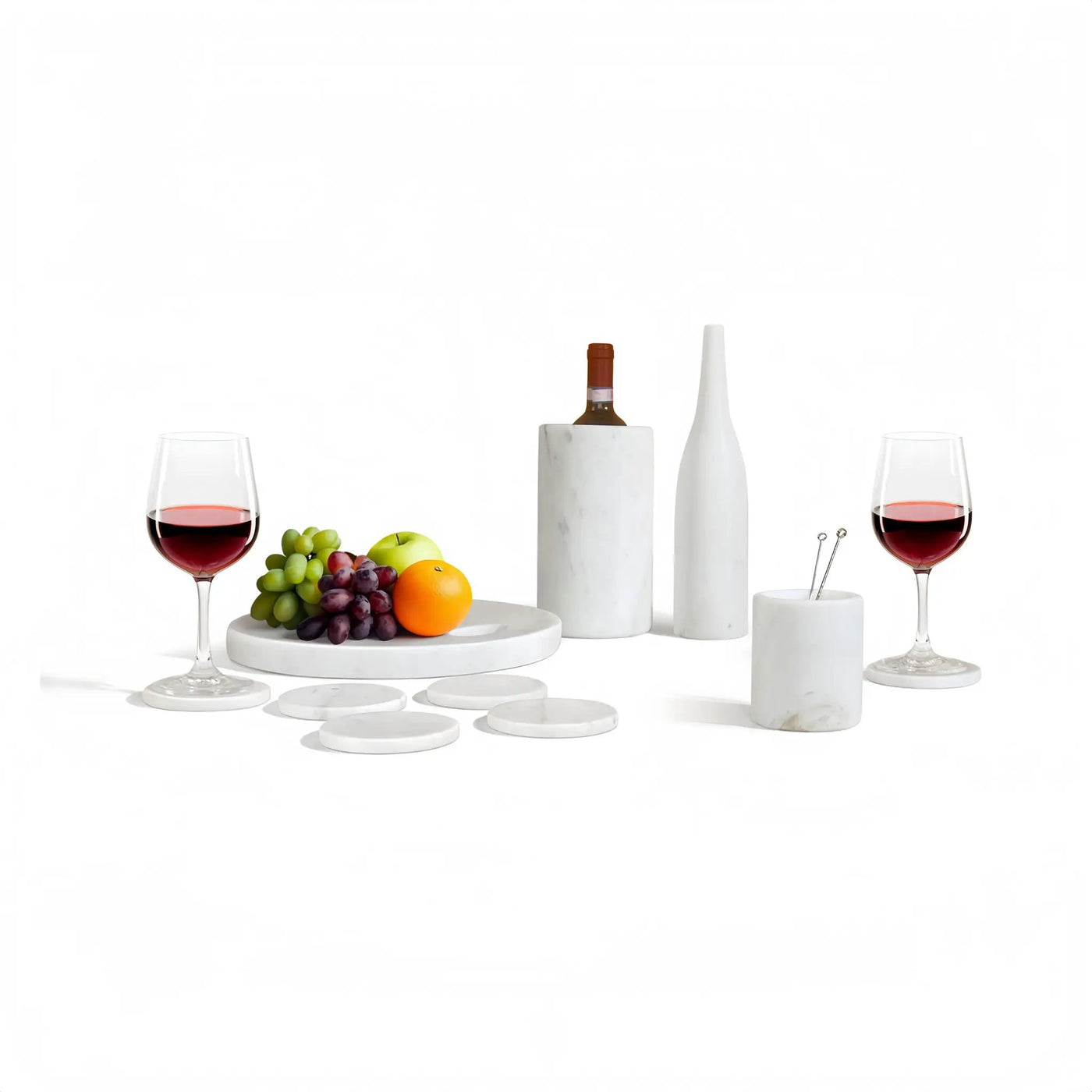 10 Pieces Luxury Natural Marble Dining Room Accessories Set by HouseOfZazla