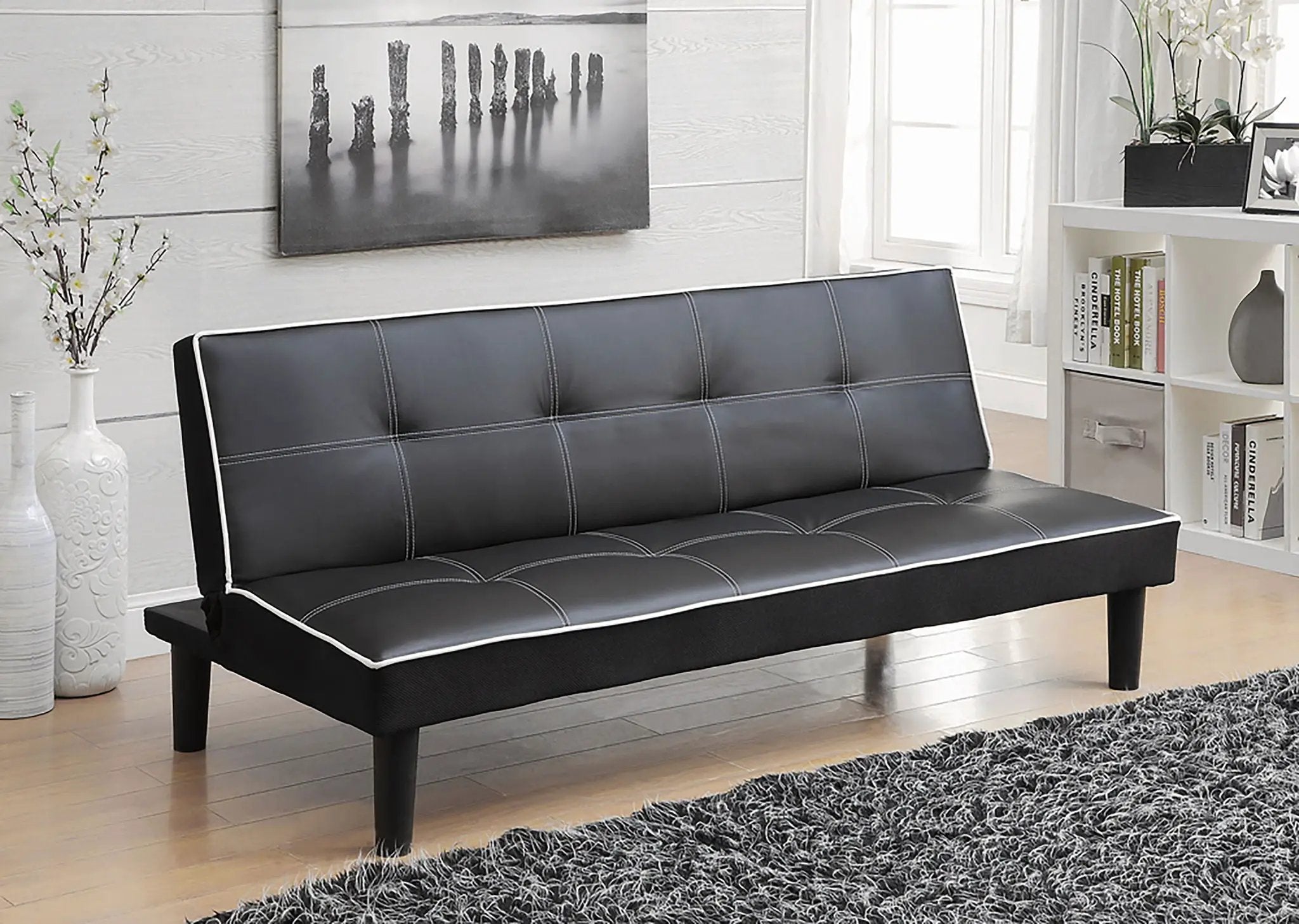 Katrina Upholstered Tufted Convertible Sofa Bed Black by Unique Piece Furniture