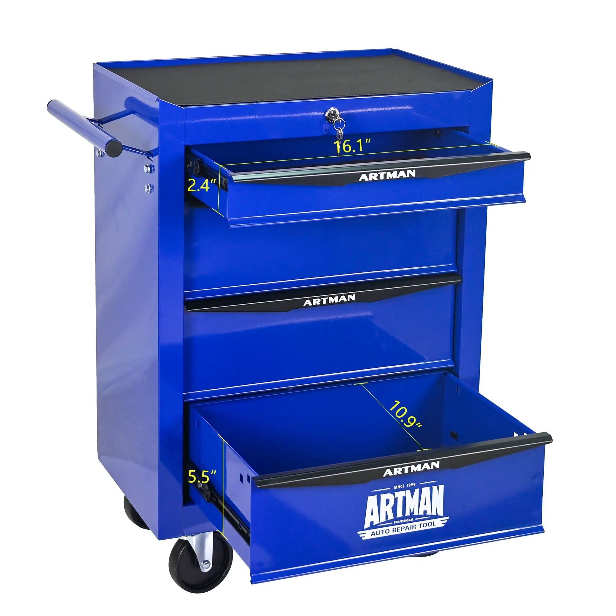 Rolling Metal Tool Chest With Drawers, Steel Storage Cabinet With Ball Bearing Slides by HouseOfZazla