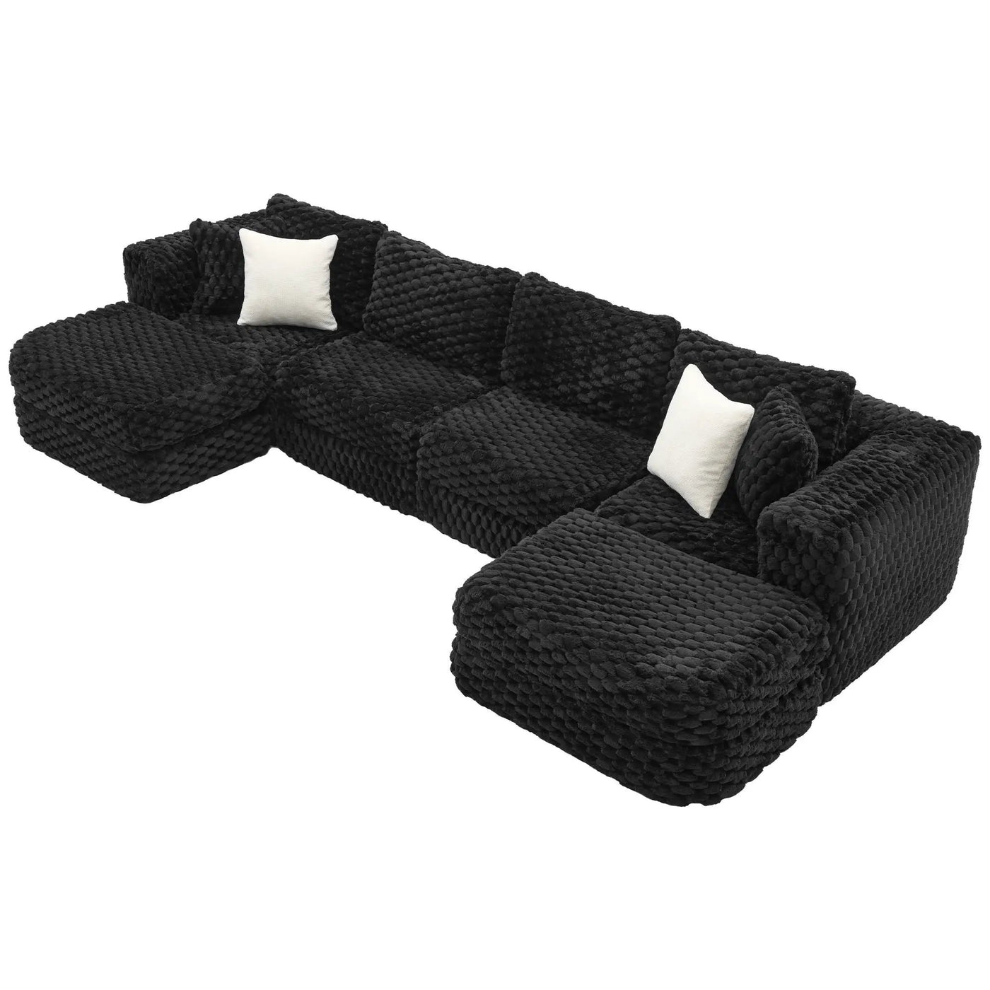 Modular Sectional Sofa, Boneless Couch With 2 Movable Ottomans by Unique Piece Furniture