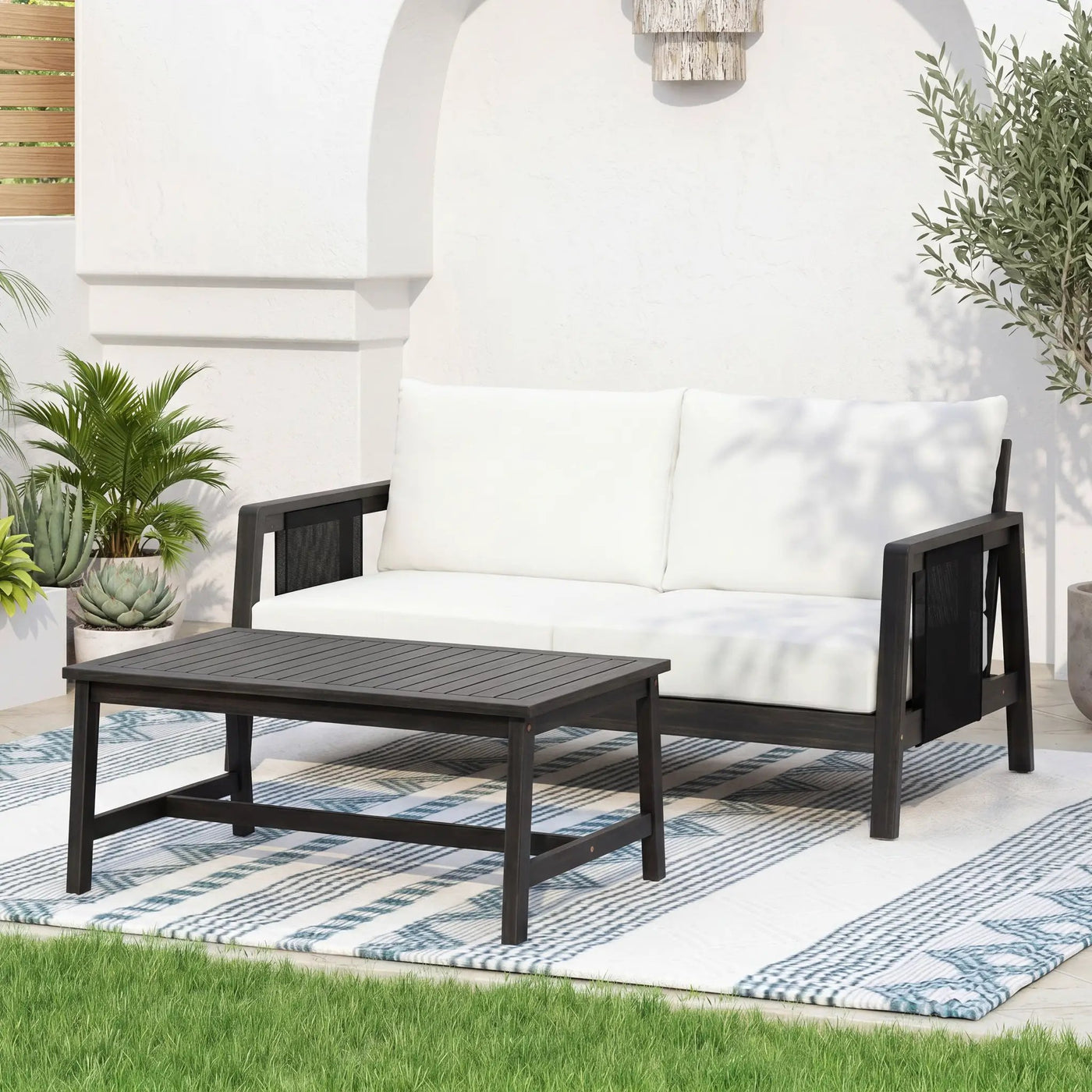 2 Piece Outdoor Loveseat and Coffee Table Set by HouseOfZazla