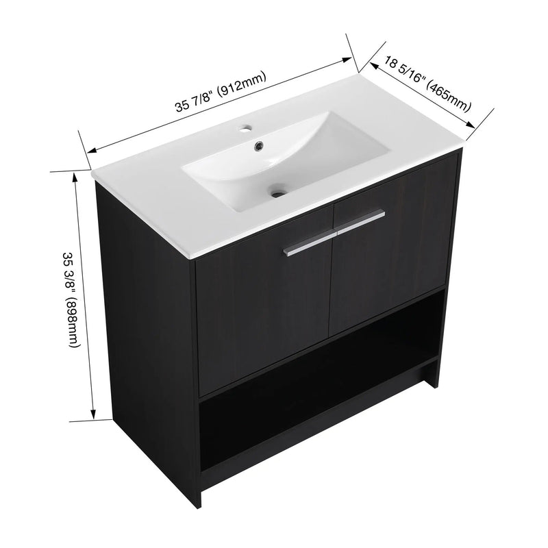 Modern Bathroom Vanity With Ceramic Sink, Freestanding Cabinet, Soft Closing Doors by Unique Piece Furniture