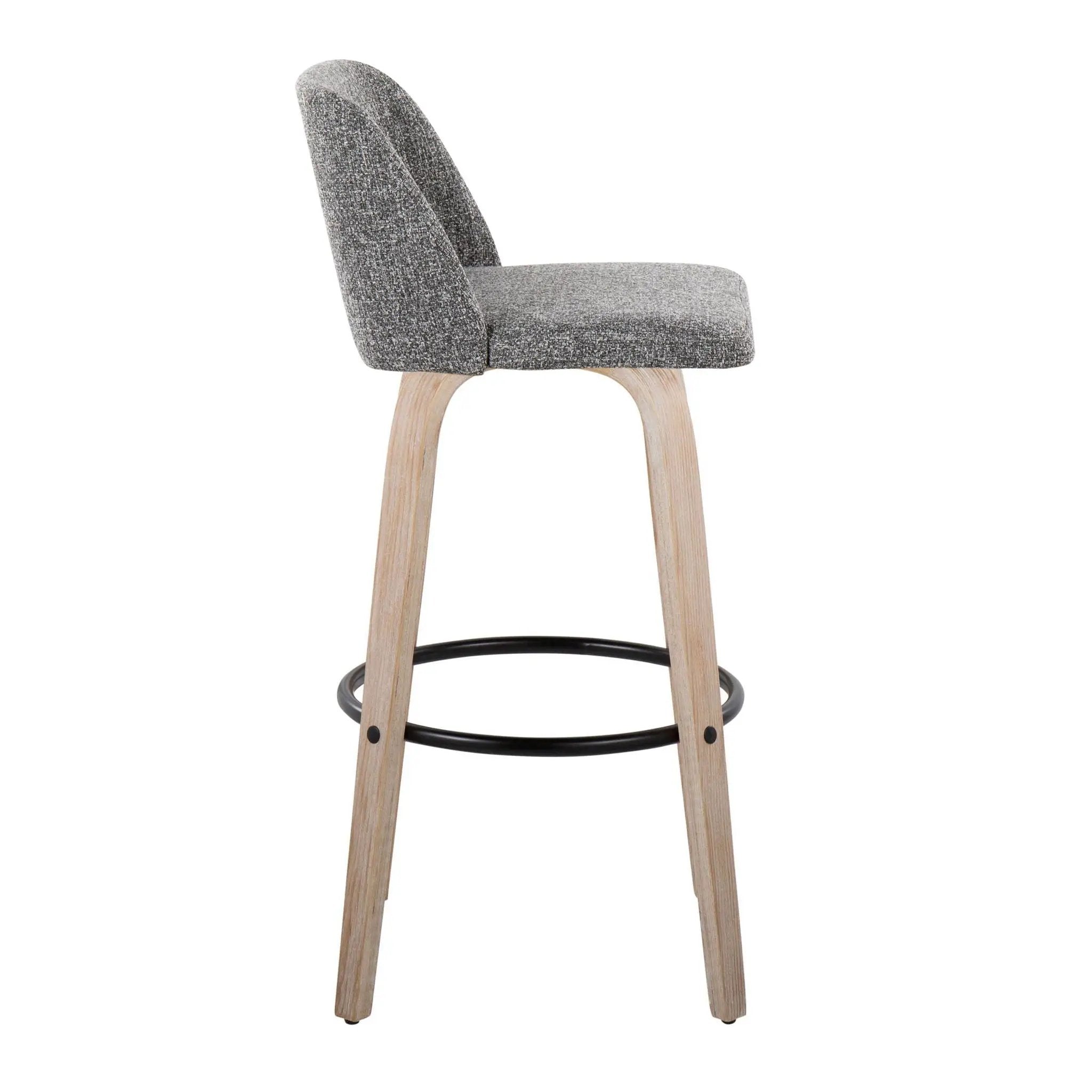Toriano - Mid-Century Modern Fixed Height BarStool With Round Footrest (Set of 2) by Unique Piece Furniture