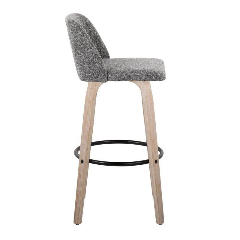 Toriano - Mid-Century Modern Fixed Height BarStool With Round Footrest (Set of 2) by HouseOfZazla