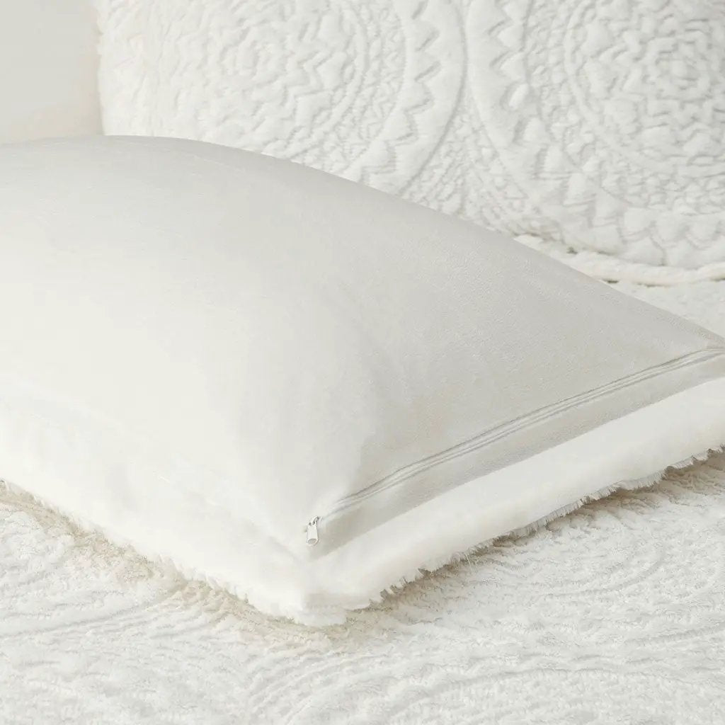 Full/Queen Embroidered Medallion Faux Fur Ultra Plush Comforter Mini Set by HouseOfZazla