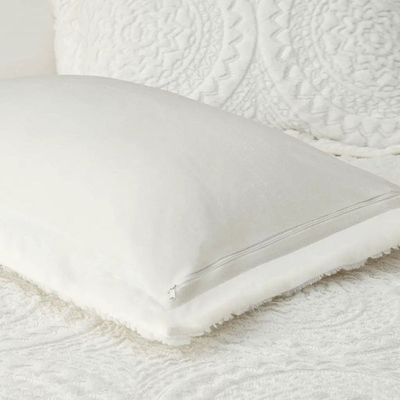 King/Cal King Embroidered Medallion Faux Fur Comforter Mini Set by HouseOfZazla