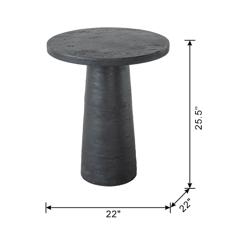 Black Round Side Table with Pedestal Base by BLAKHOM