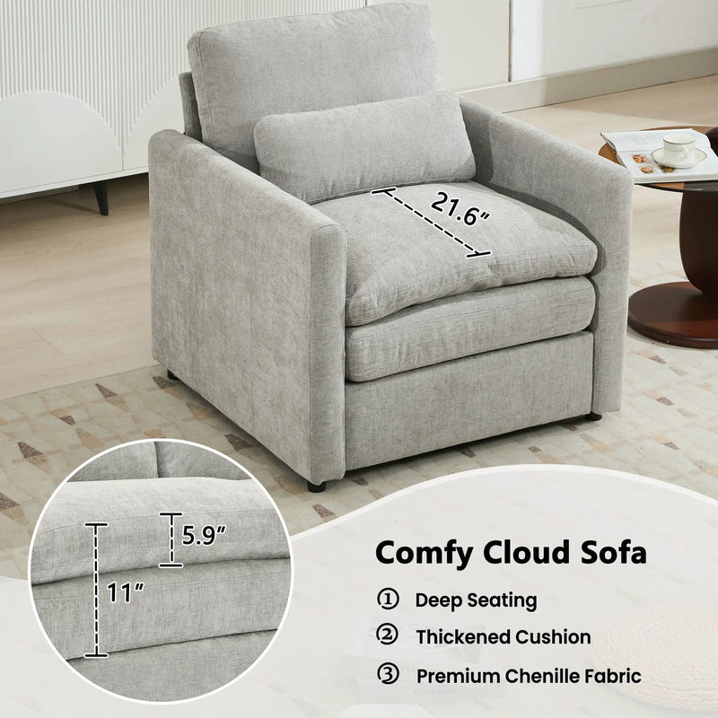 Cozy Upholstered Cushion Armchair For Living Room by HouseOfZazla