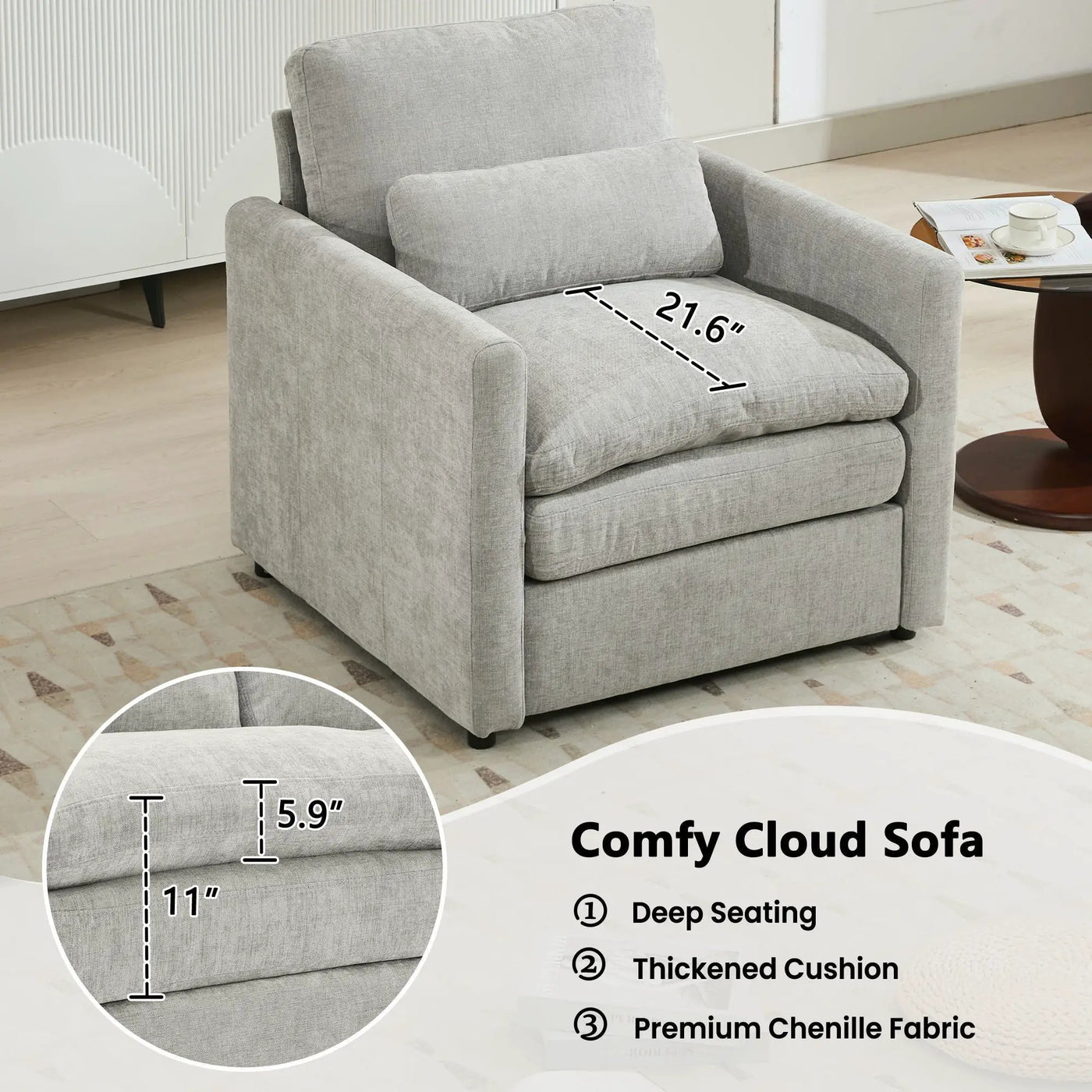 Cozy Upholstered Cushion Armchair For Living Room by Unique Piece Furniture