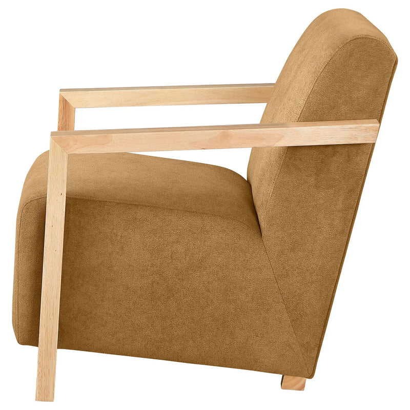 Diego Upholstered Accent Arm Chair with Wood Arms Honey by Unique Piece Furniture