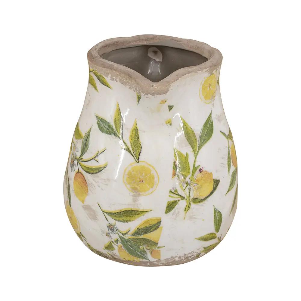 Distressed White Ceramic Pitcher Vase by HouseOfZazla