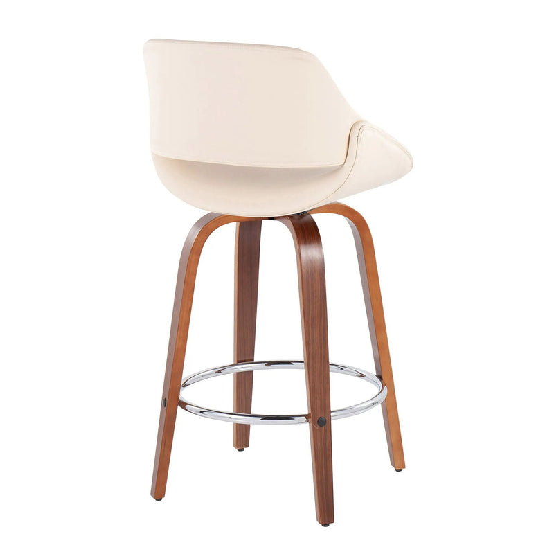 Fabrico - Mid Century Modern, Fixed Height Counter Stool With Round Footrest (Set of 2) by HouseOfZazla