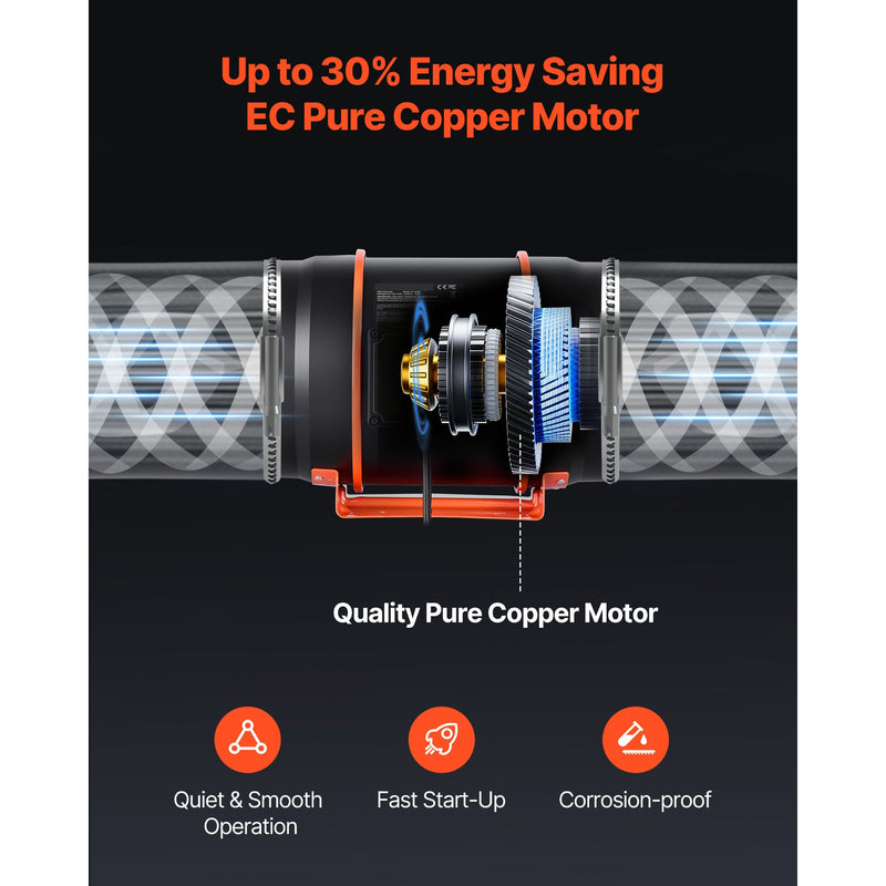 Inline Duct Fan 807 CFM 8 Inch EC Motor Ventilation Fan by HouseOfZazla