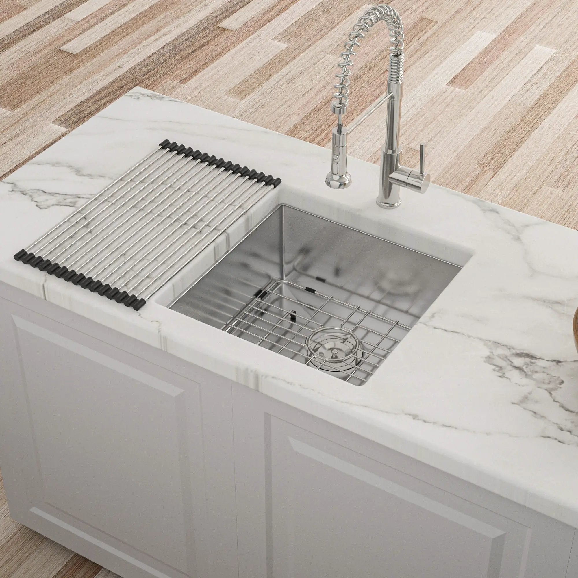Modern Undermount Stainless Steel Kitchen Sink 16 Gauge, Deep Single Bowl by HouseOfZazla