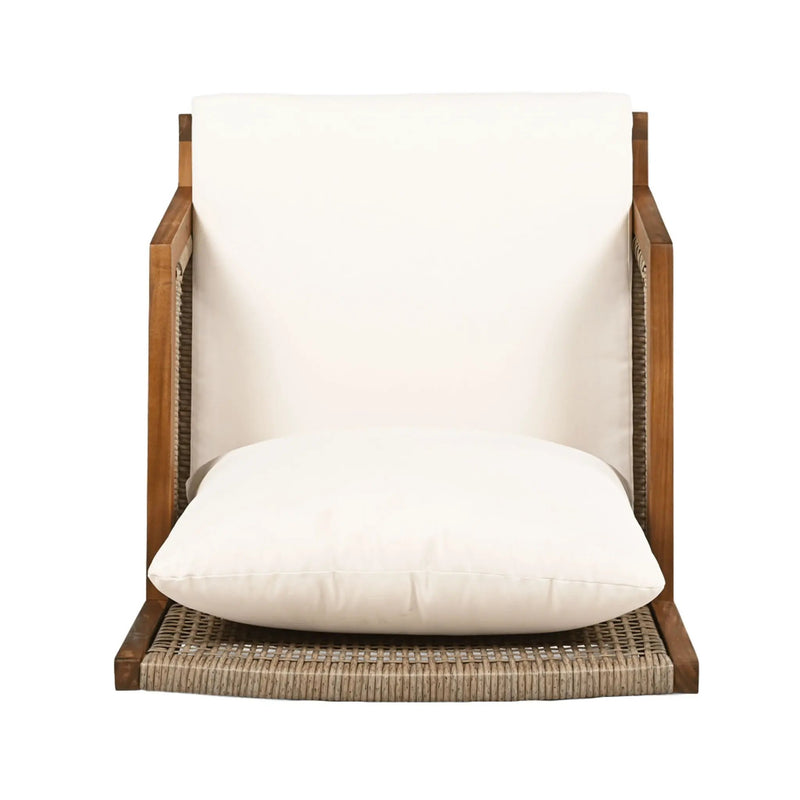 Acacia Wood Patio Furniture Club Chair, Outdoor Wicker Armchair by HouseOfZazla