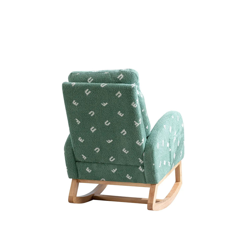 Modern Accent Rocker Armchair With Side Pocket, Upholstered High Back by HouseOfZazla