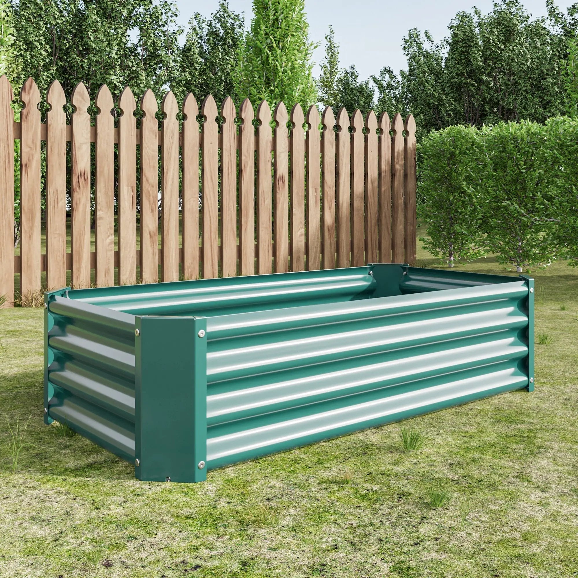 Metal Raised Garden Bed, Rectangle Raised Planter 4×2×1ft by HouseOfZazla