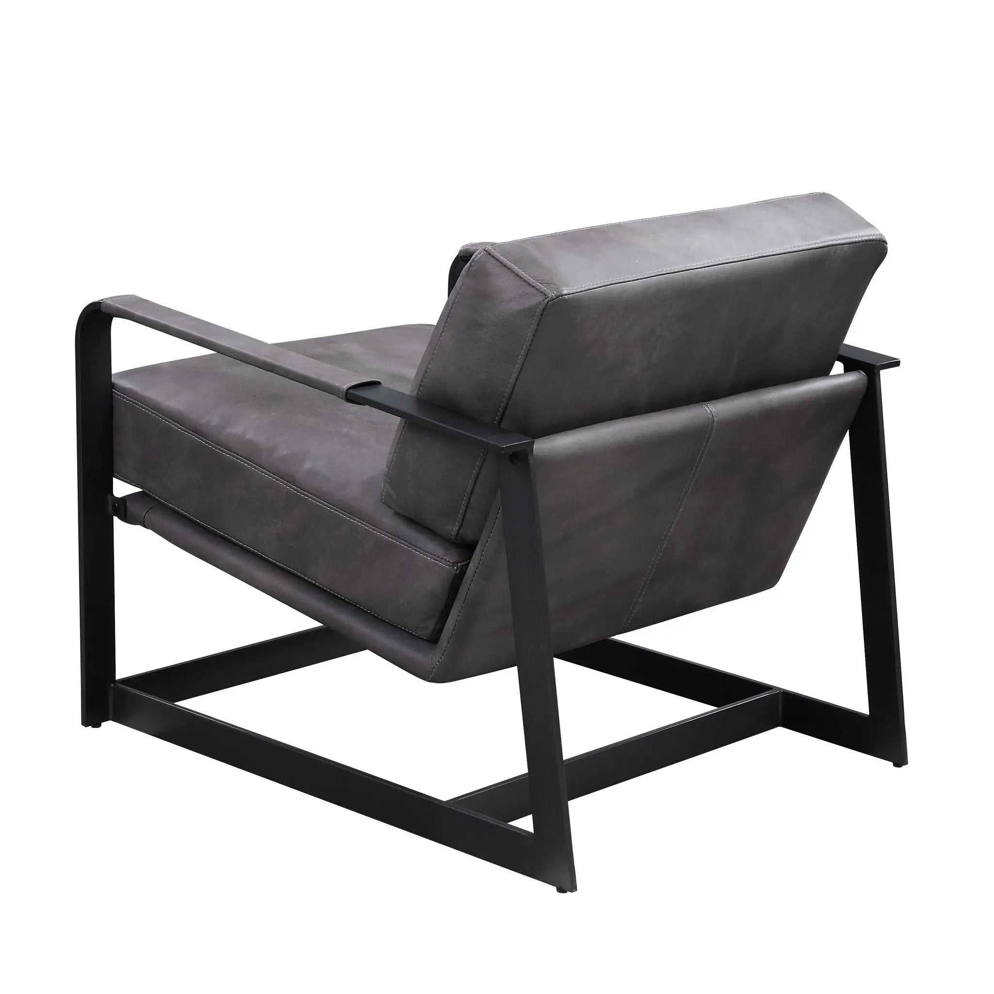 Locnos - Accent Chair - Gray Top Grain Leather & Black by Unique Piece Furniture