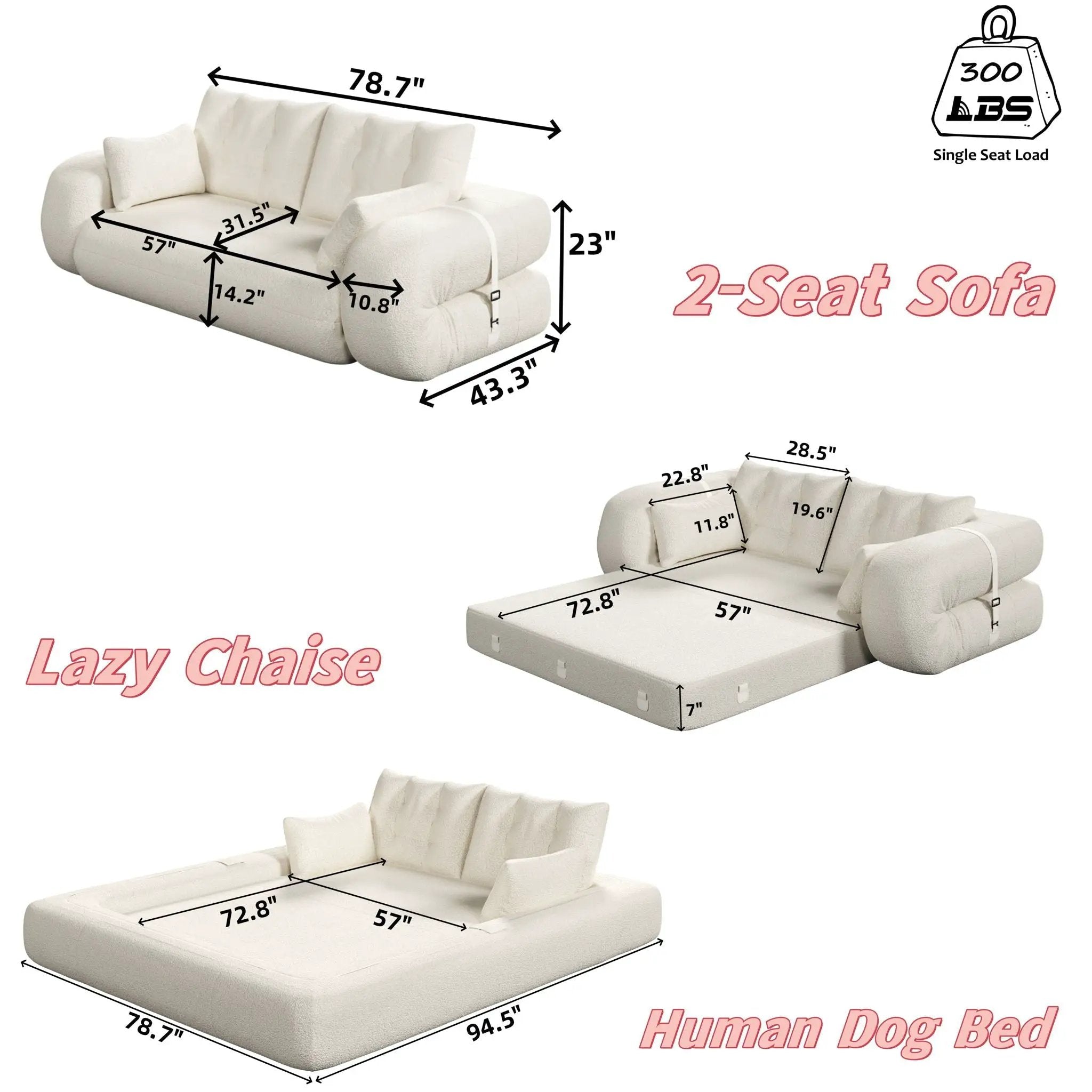 Human Dog Bed Multi Functional Foldable Sofa Bed 3 In 1 by HouseOfZazla