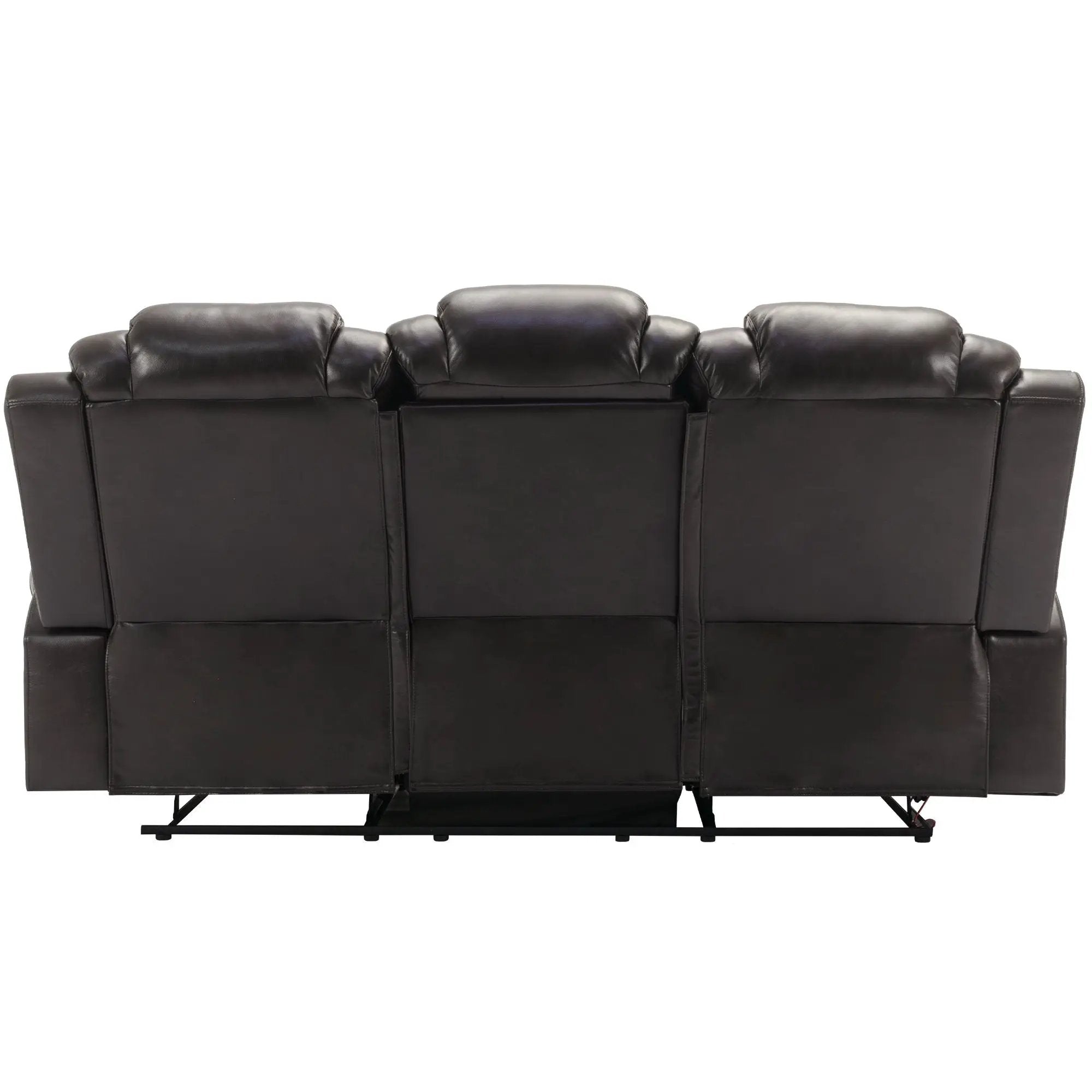 3 Pieces Recliner Sofa Sets Home Theater Seating Manual Recliner Chair With Center Console And LED Light Strip For Living Room by HouseOfZazla