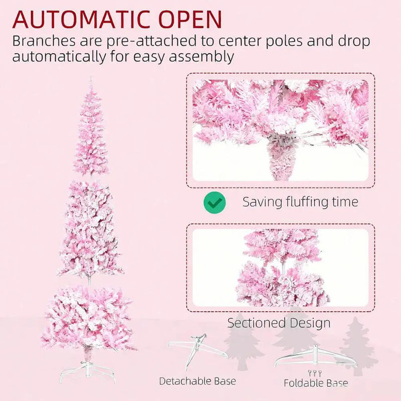 Snow Flocked Pencil Shape Artificial Christmas Tree by HouseOfZazla