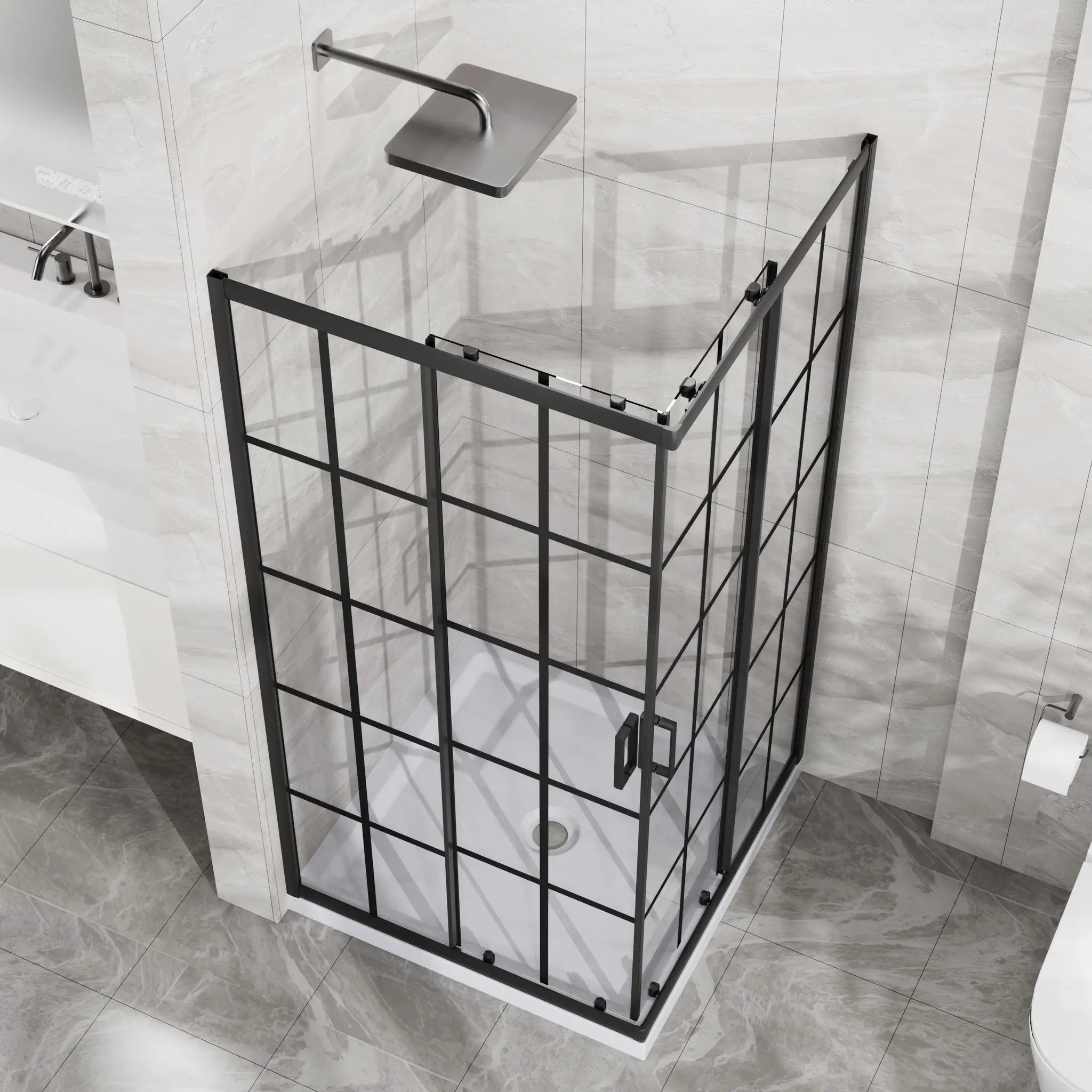 Goodyo Corner Shower Door - 36" D x 36" W x 72" H by HouseOfZazla