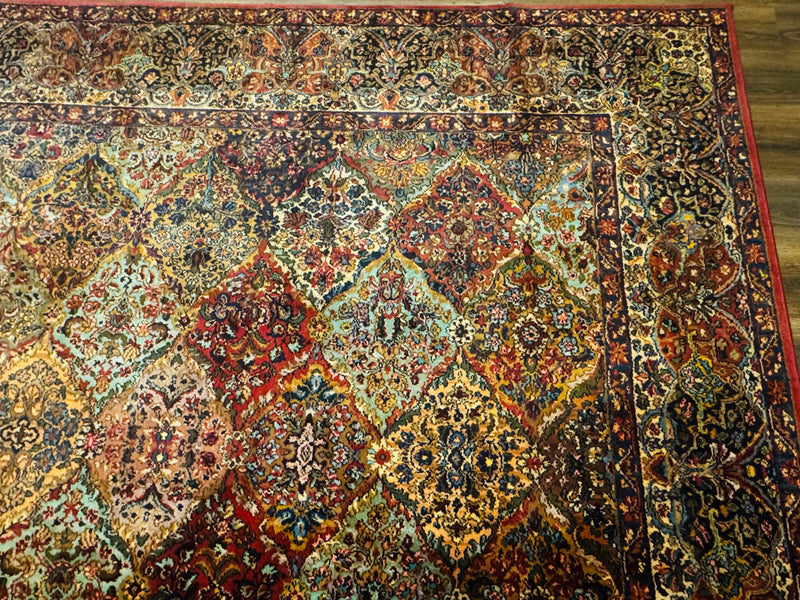 Square Karastan Multicolor Panel Kirman Rug #717, Rare Size 8.8 x 8.8, Original 700 Series, Wool by Jewel Rugs