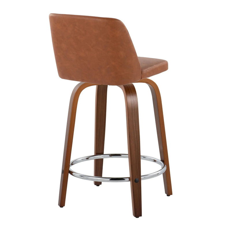 Toriano - Mid Century Modern Fixed Height Counter Stool With Swivel With Round Footrest (Set of 2) by HouseOfZazla