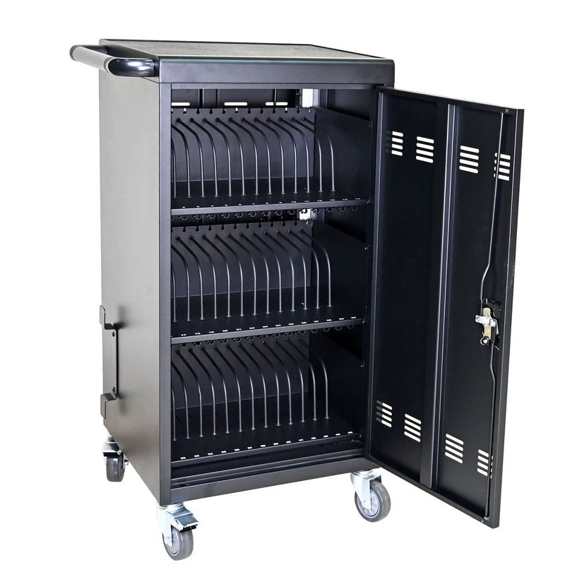 45 Bay Mobile School Charging Cart Station For Chromebook, Tablet And Laptop Computer With Power Strip Included - Black by HouseOfZazla
