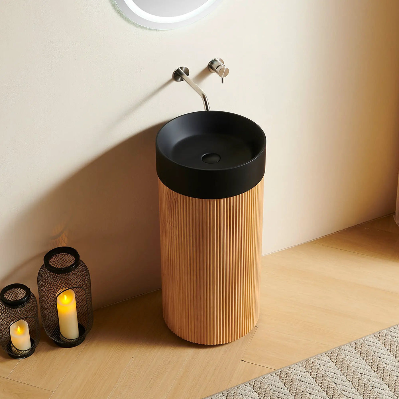 JINBO 16" Freestanding Cylindrical Bathroom Vanity Cabinet by HouseOfZazla