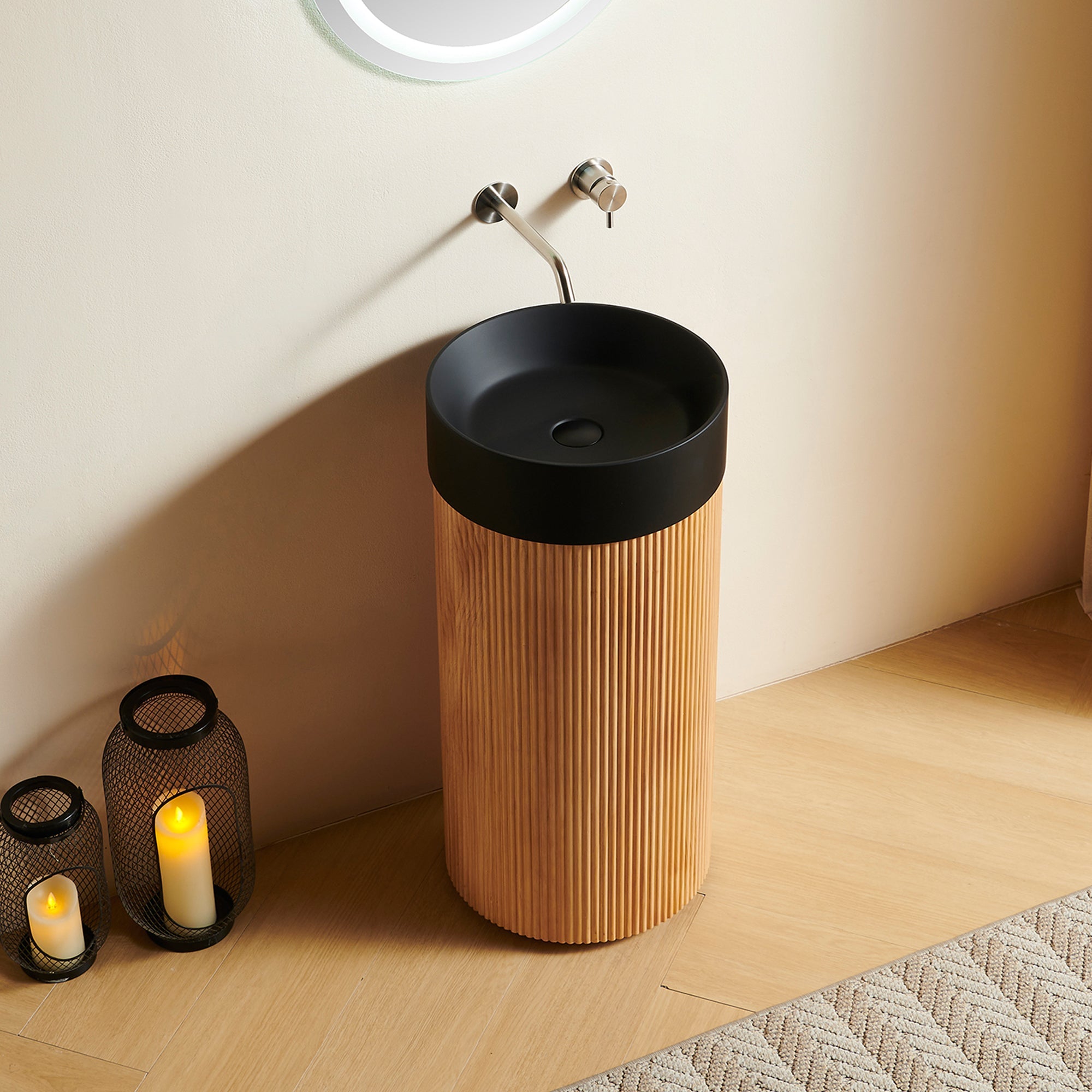 JINBO 16" Freestanding Cylindrical Bathroom Vanity Cabinet by HouseOfZazla