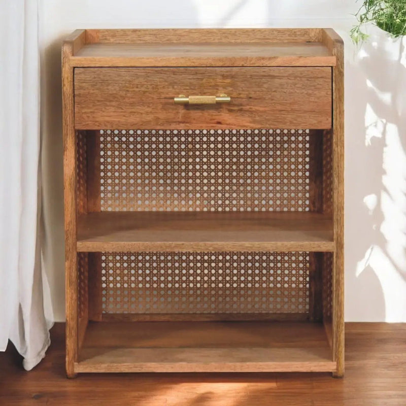 Larissa - T Bar Open Bedside Table - Oak by Unique Piece Furniture