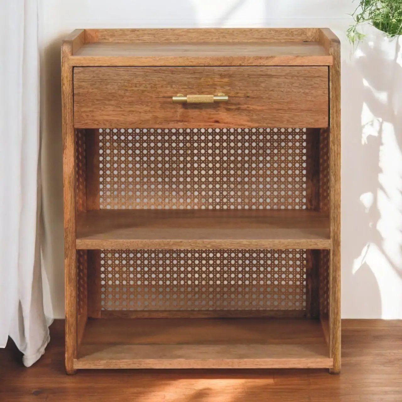 Larissa - T Bar Open Bedside Table - Oak by HouseOfZazla