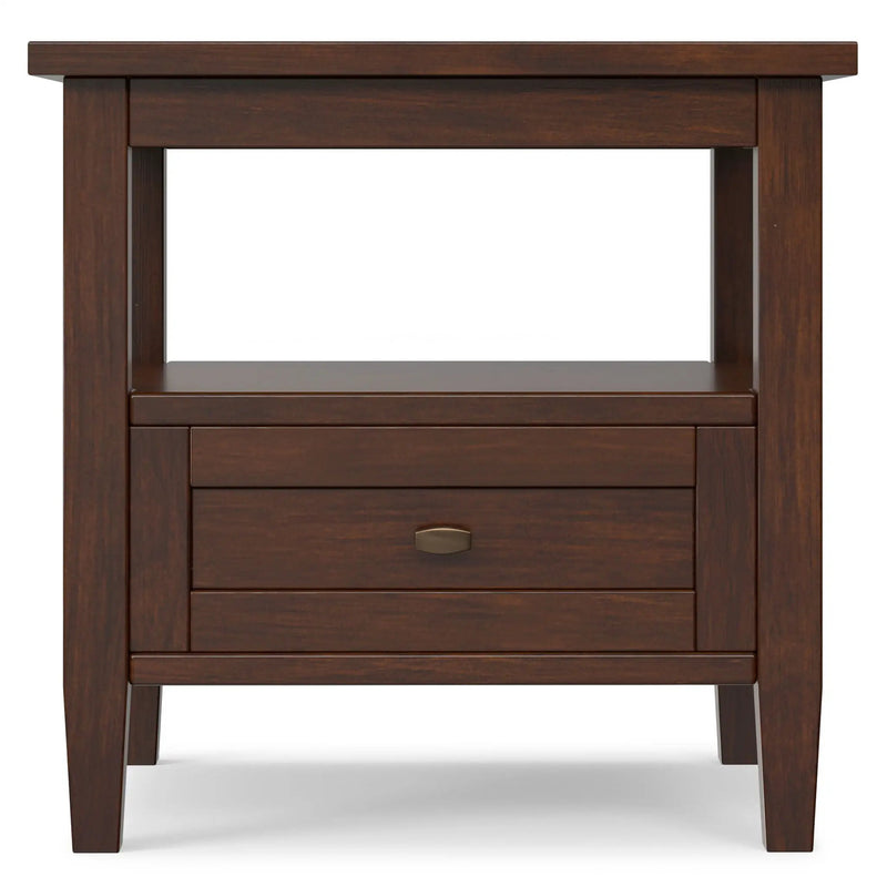 Warm Shaker - End Table With Smooth Drawer Storage - Brown by HouseOfZazla