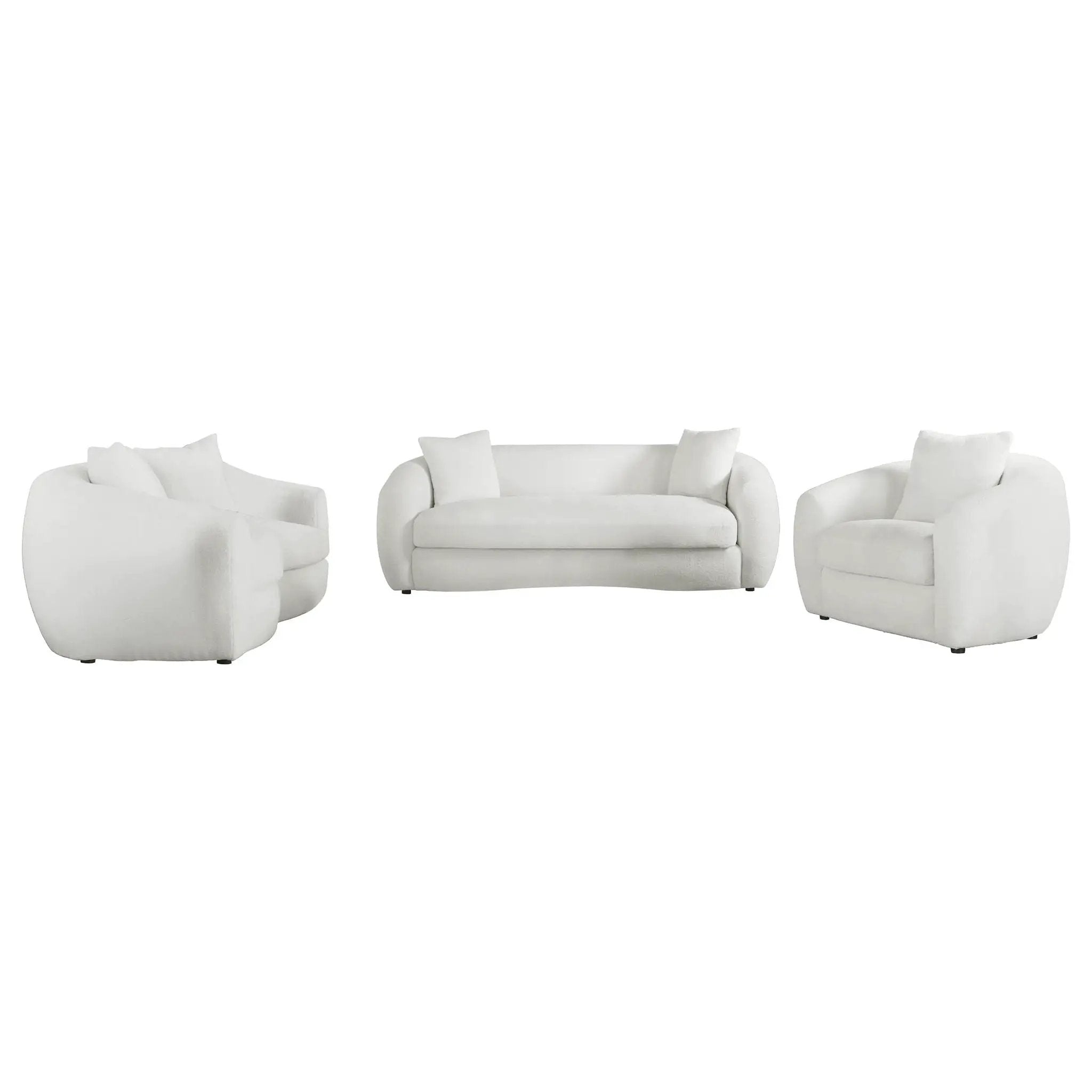 Isabella 3-piece Faux Sheepskin Upholstered Sofa Set Natural by Unique Piece Furniture