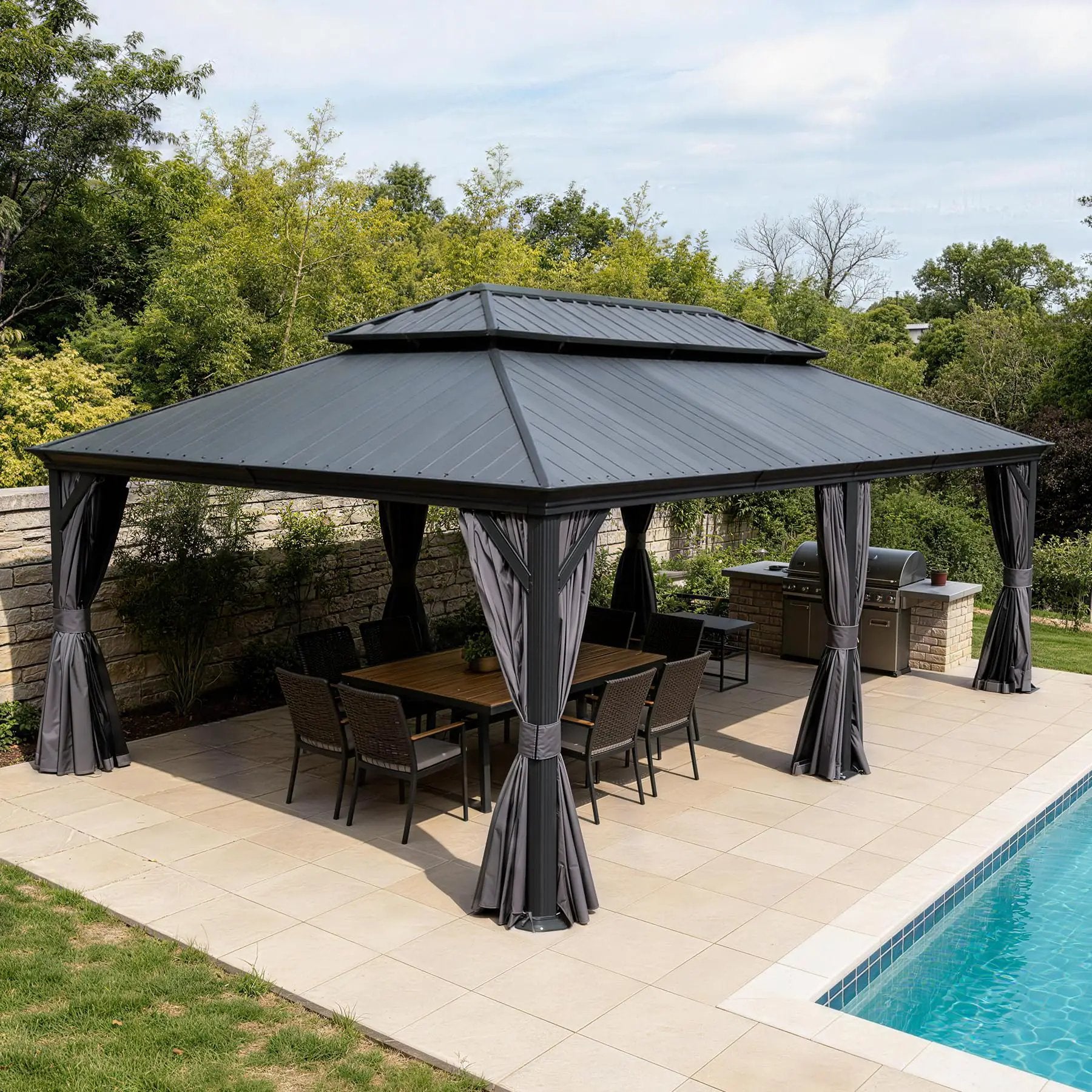 14'x24' Hardtop Gazebo with Resin Roof and Metal Frame by HouseOfZazla