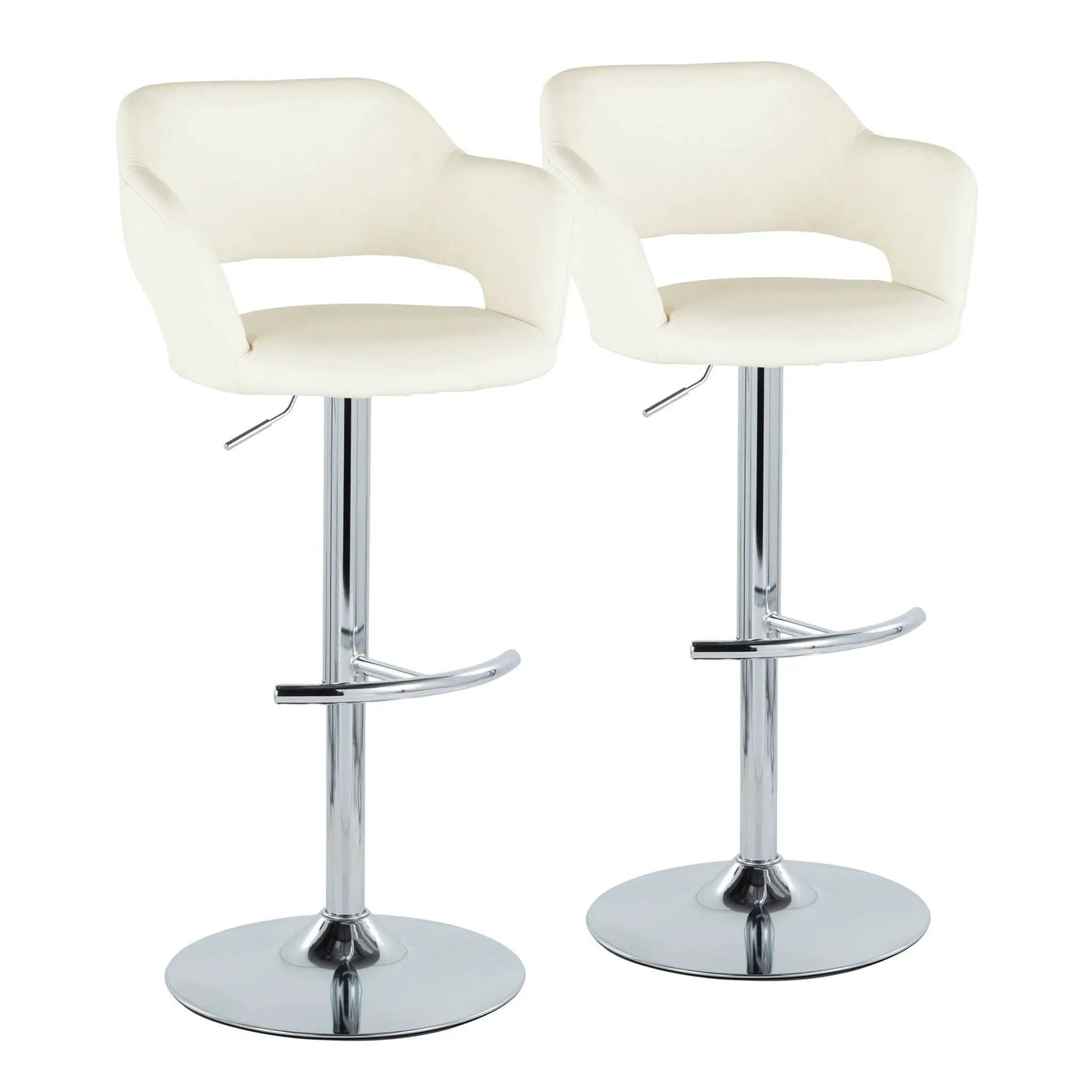 Margarite - Contemporary Ajustable Barstool With Swivel With Rounded T Footrest (Set of 2) by HouseOfZazla
