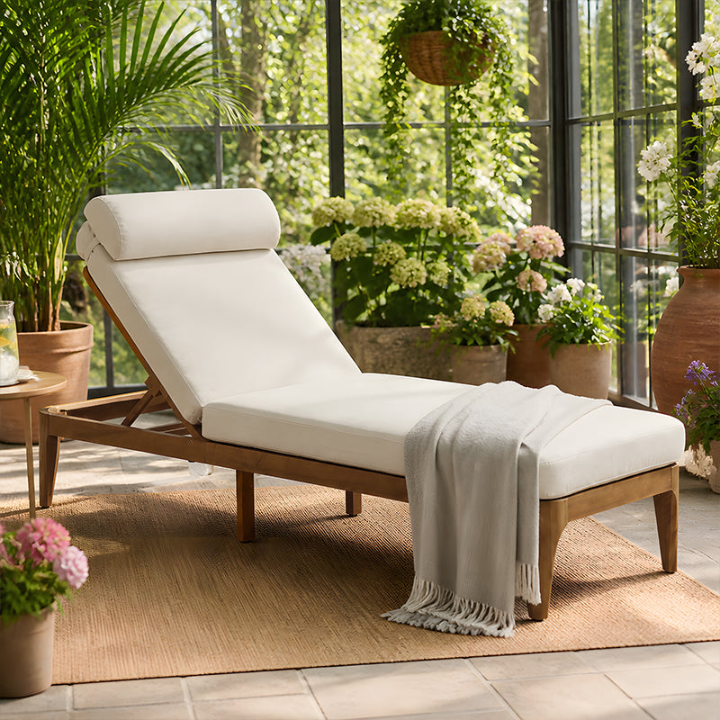 TOPMAX Acacia Wood Chaise Lounge by HouseOfZazla