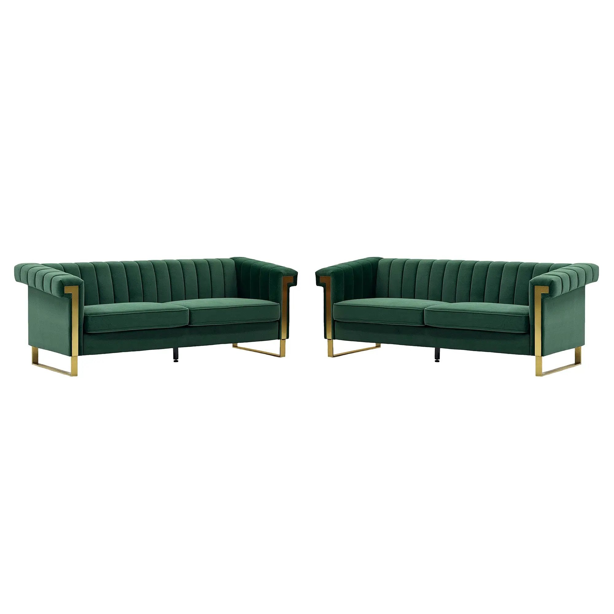 Emerald Green Velvet 2 Piece Sofa Set by HouseOfZazla