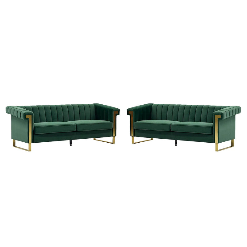 Emerald Green Velvet 2 Piece Sofa Set by HouseOfZazla