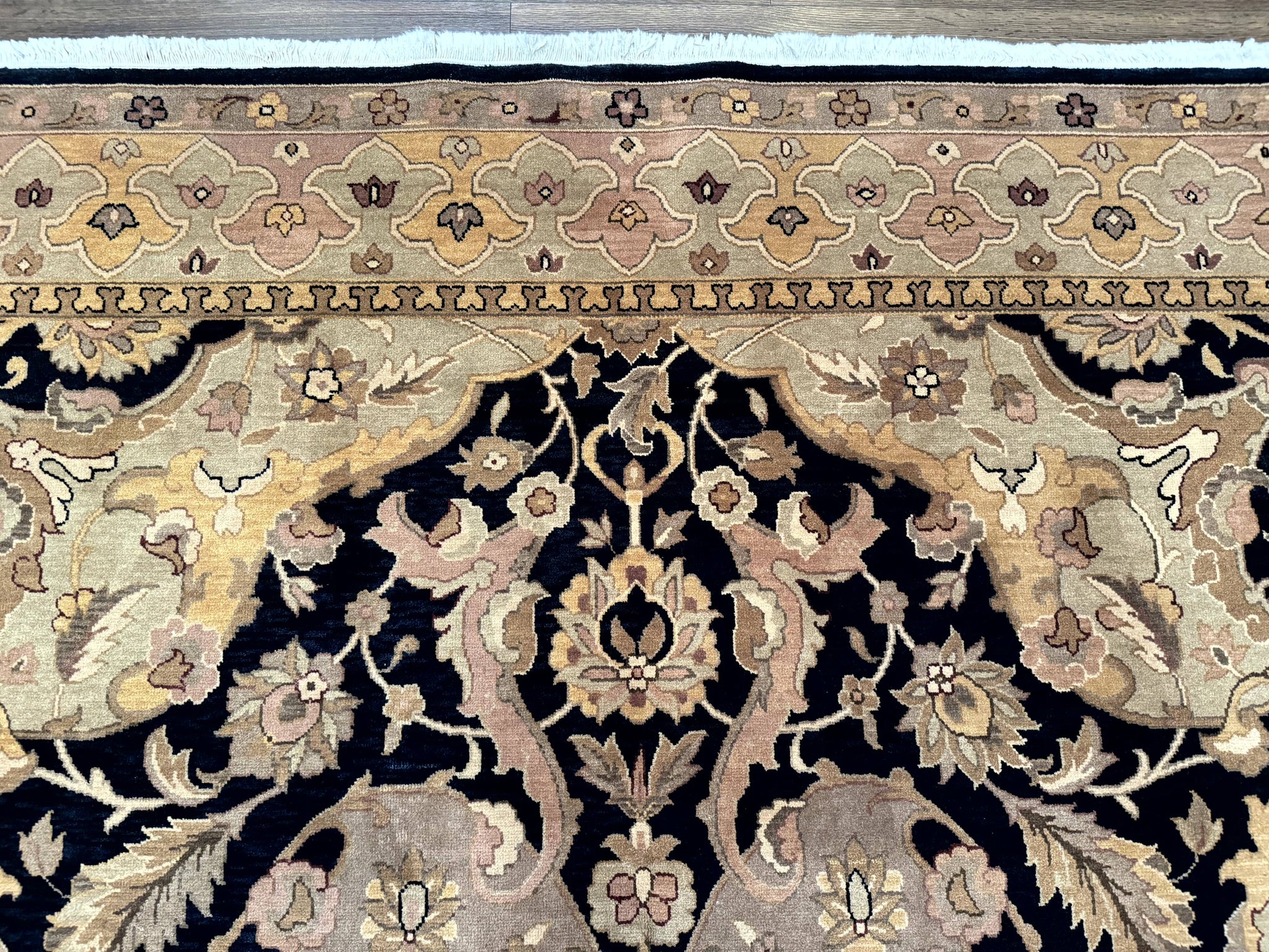 Handmade Wool Rug 8x10, Black & Dark Beige, Nourison, Traditional Rug by Jewel Rugs