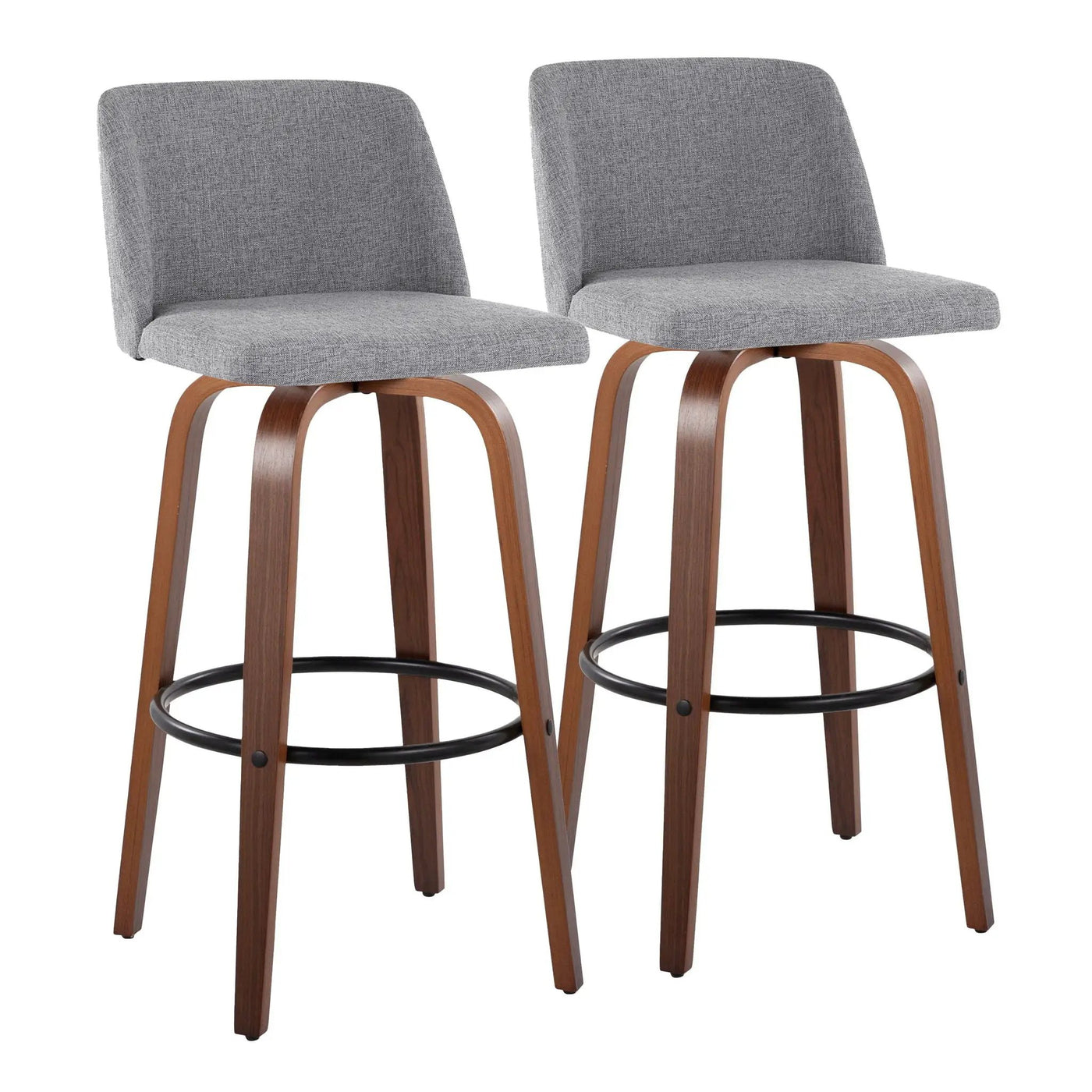 Toriano - Mid Century Modern Fixed Height Barstool Swivel And Round Footrest (Set of 2) by HouseOfZazla