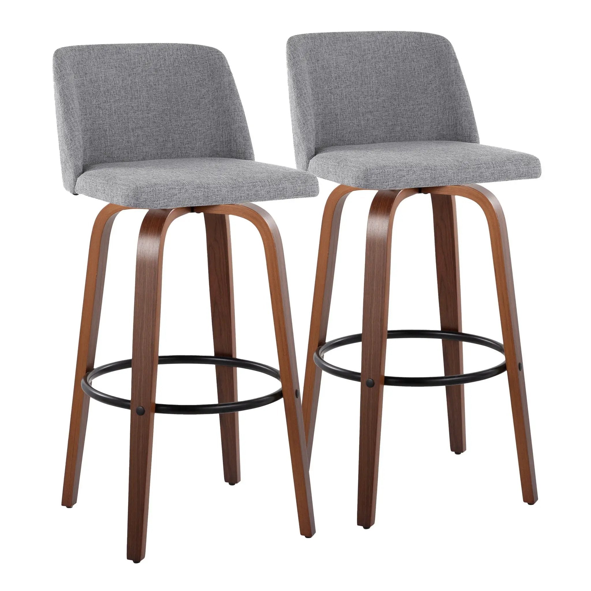 Toriano - Mid Century Modern Fixed Height Barstool Swivel And Round Footrest (Set of 2) by Unique Piece Furniture