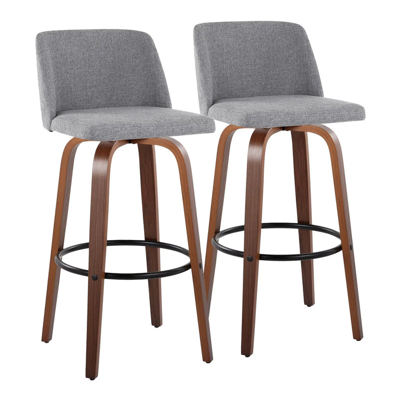 Toriano - Mid Century Modern Fixed Height Barstool Swivel And Round Footrest (Set of 2) by Unique Piece Furniture