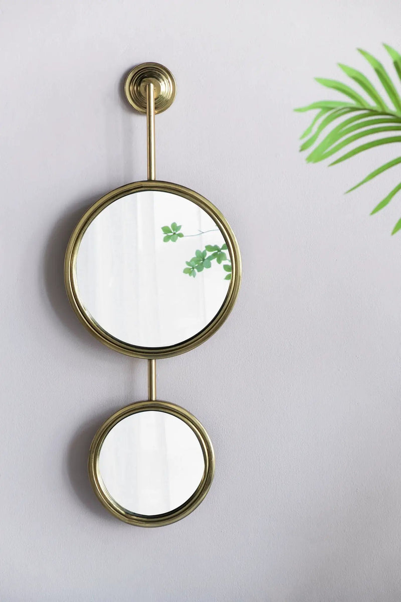 2 Circle Mirrors For Wall Decor, Unique Contemporary Wall Mirror For Living Room Bedroom Entryway - Gold by HouseOfZazla