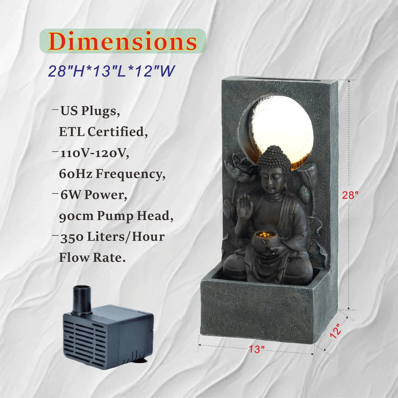 28" H Outdoor Buddha Waterfall Fountain by HouseOfZazla